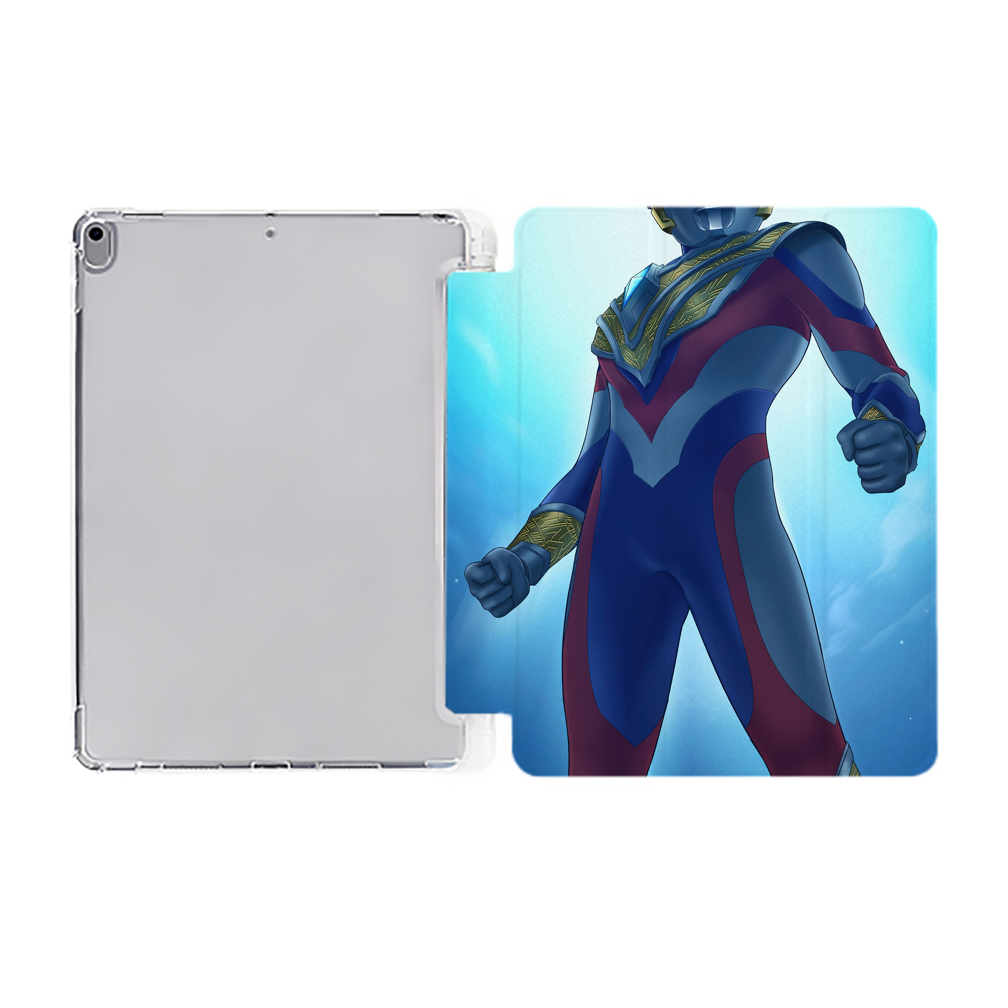 （画像用） ウルトラマン Ultraman IPad ケース ペン収納付き 三つ折りスタンド PUレザー×シリコン 対応機種9.5/10.5/10.9インチ